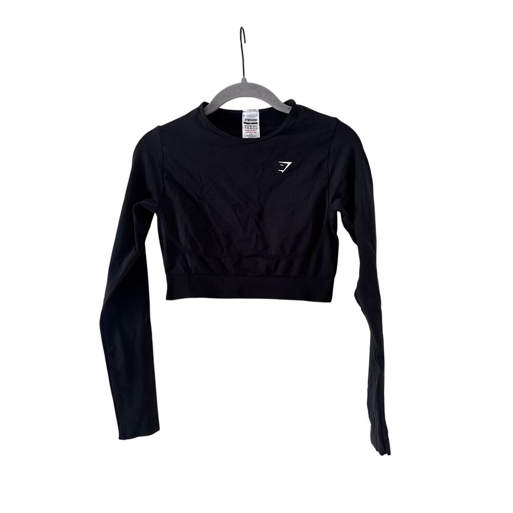 Gymshark Black Crop Long Sleeve Top S - Picture 2 of 6